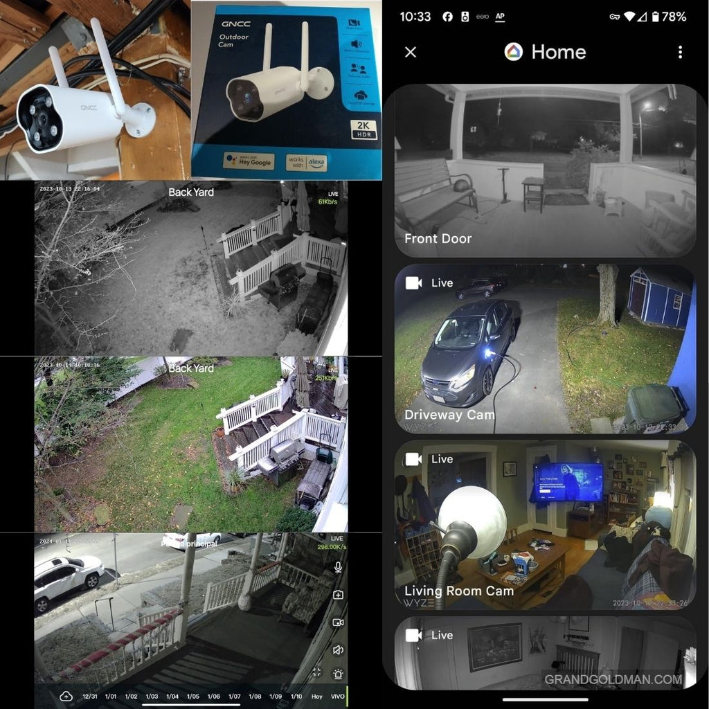 Caméra extérieure GNCC 2K - meilleure caméra de sécurité pour un enregistrement 24 heures sur 24 - GRANDGOLDMAN.COM