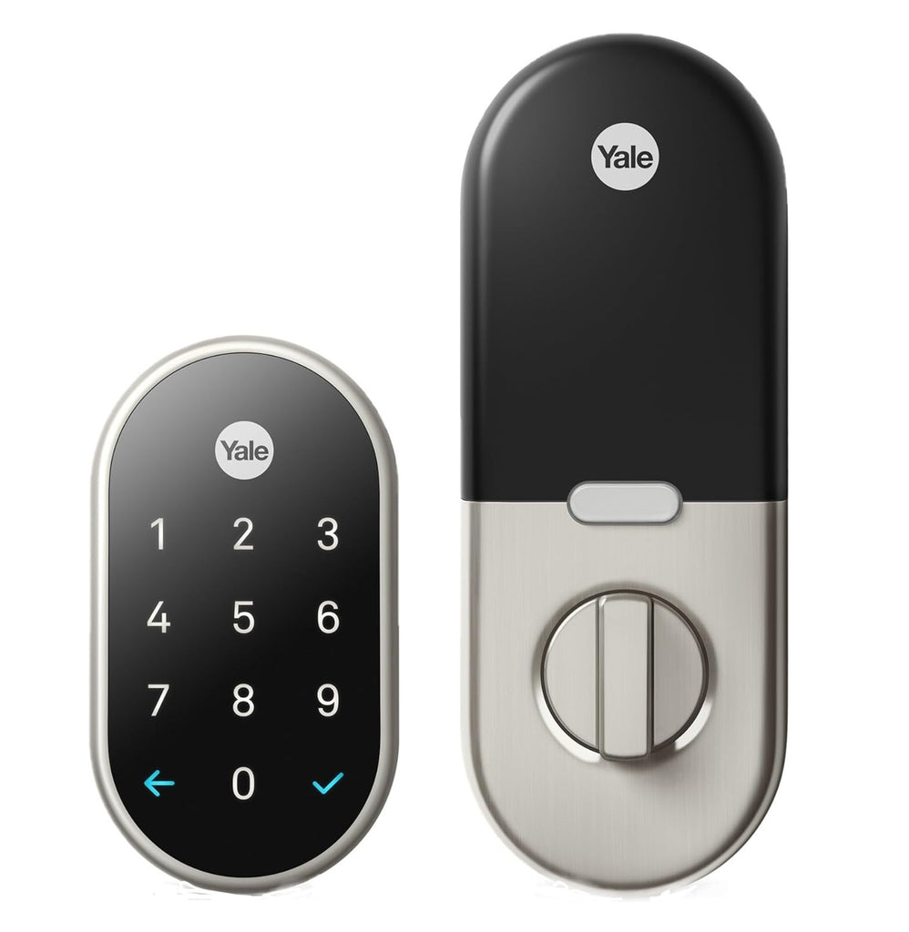 Google Nest x Yale Lock - Tamper-Proof Smart Lock for Keyless Entry - Keypad Deadbolt Lock for Front Door - Satin Nickel - Best smart locks for airbnb VRBO Booking - grandgoldman.com
