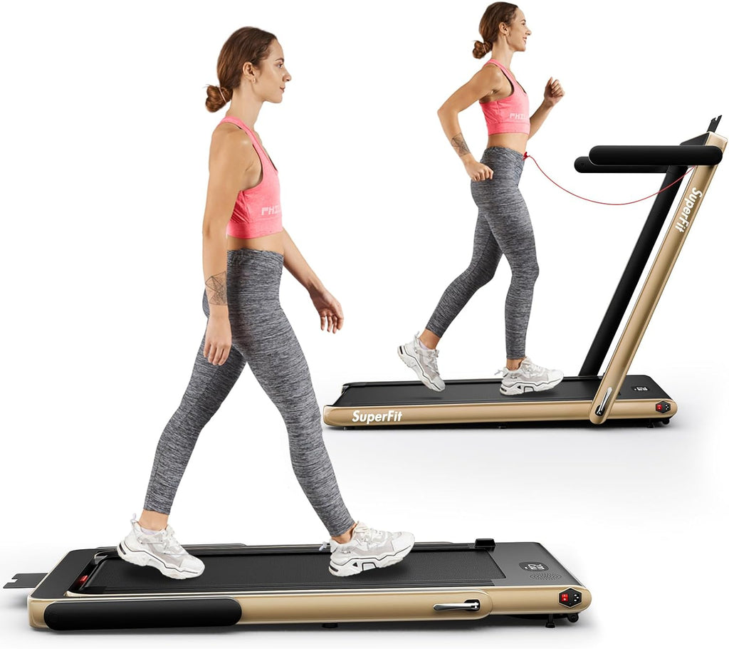 Goplus 2 in 1 Folding Treadmill, 2.25HP Superfit Under Desk Electric Treadmill - Best Treadmills for Home Gym Reviews - grandgoldman.com