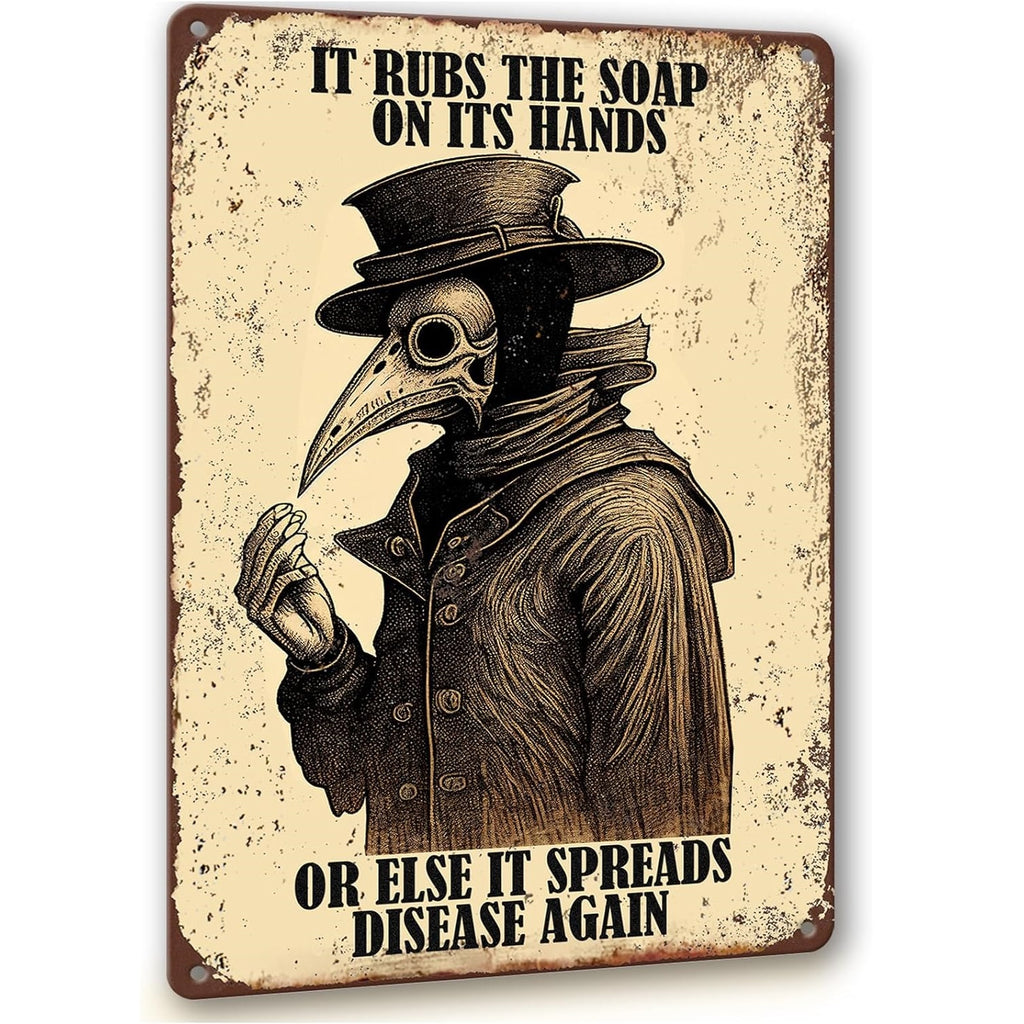 Gothic Bathroom Decor Retro Wall Art Signs, Funny Wash Your Hands Plague - Best Weird Gift Ideas & Stuff for Friends - GRANDGOLDMAN.COM