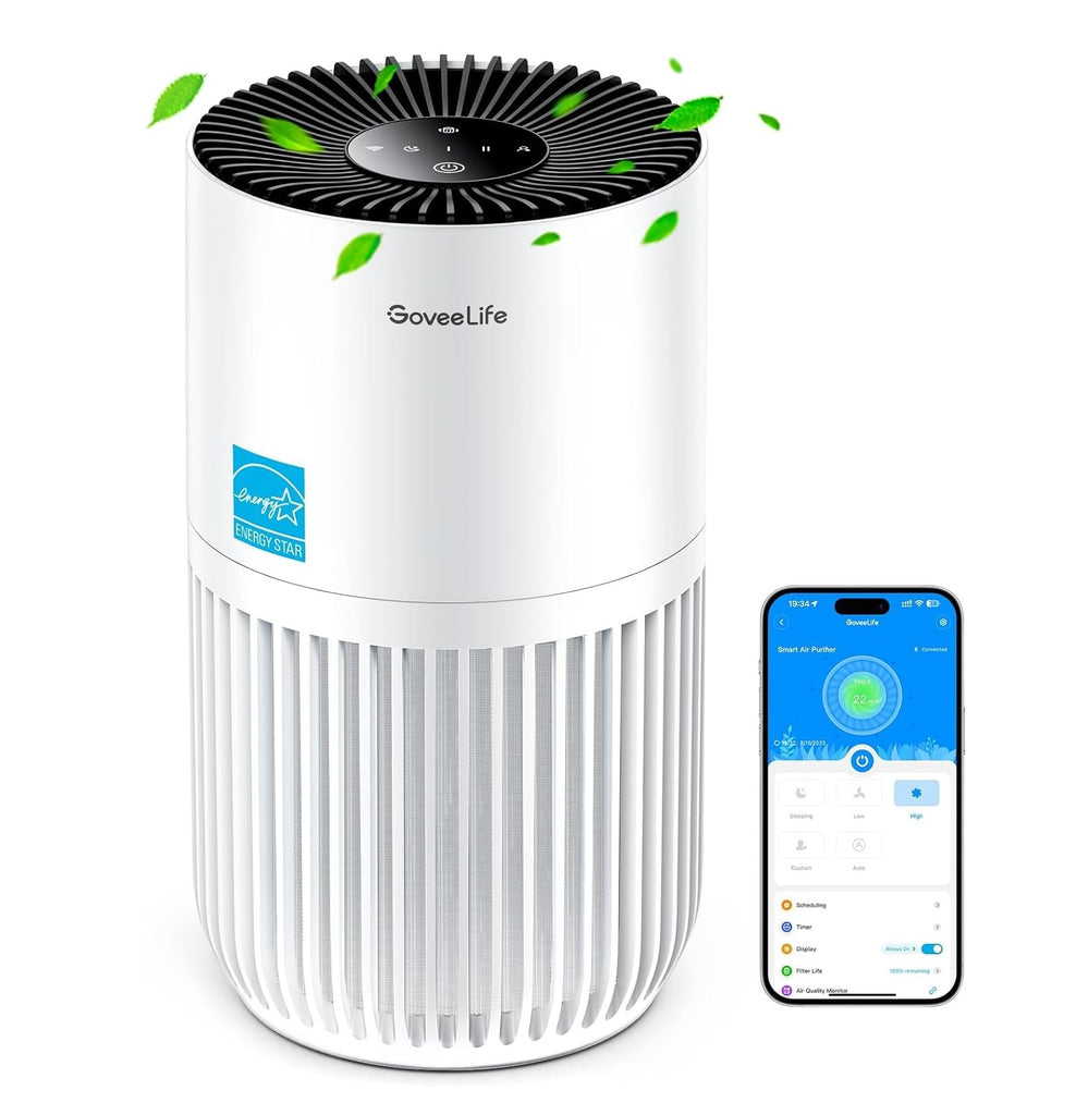 GoveeLife Mini Air Purifier for Bedroom, HEPA Smart Filter Air Purifier with App Alexa Control - Best Smart Air Purifiers for Home & Pets (Reviews) - grandgoldman.com