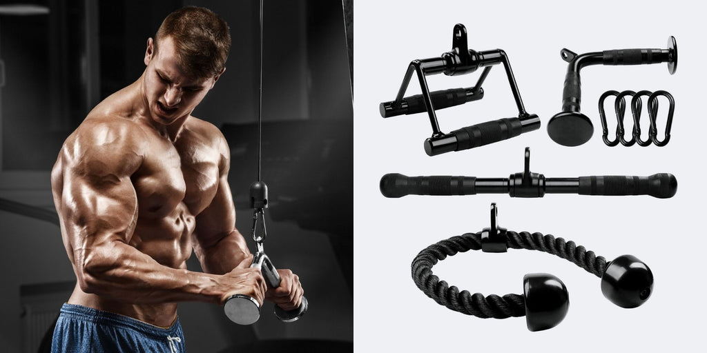Yes4All Tricep Press Down Cable Machine Attachment Set, LAT Pulldown Attachment, Cable Machine Accessories for Home Gym - best home gym equipment for garage expert reviews - grandgoldman.com