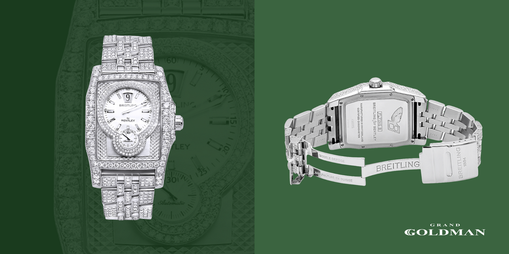 Montre unique Breitling en diamant glacé pour Bentley Flying B pour homme 20 carats - Éblouissante et intemporelle : 49 meilleures montres en diamant que vous pouvez acheter aujourd'hui - GRANDGOLDMAN.COM