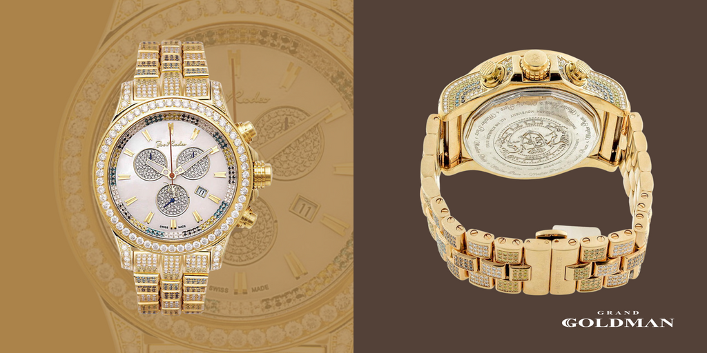 Montre Joe Rodeo Iced Out pour hommes 26,7 ct jaune - Éblouissante et intemporelle : 49 meilleures montres en diamant que vous pouvez acheter aujourd'hui - GRANDGOLDMAN.COM