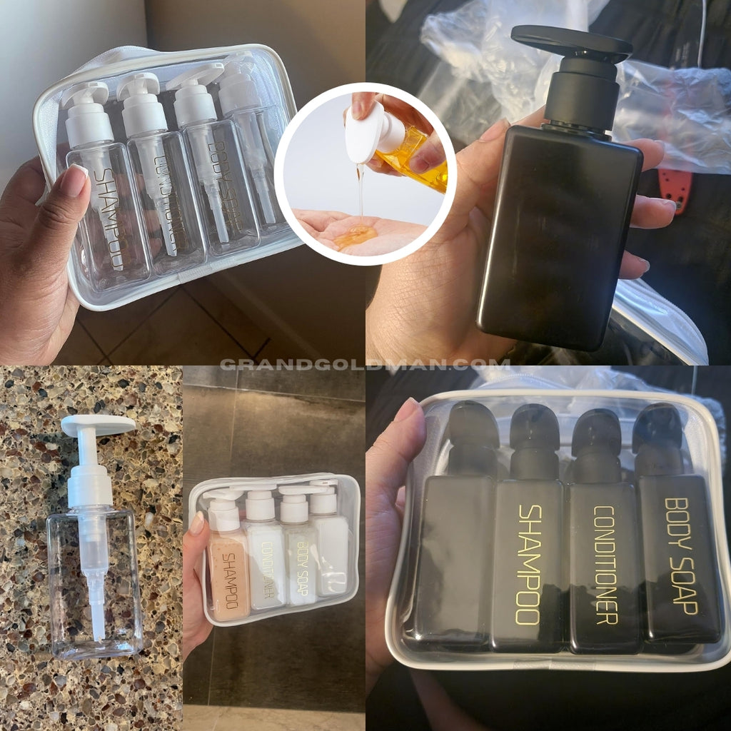 HETHYO 4 Pack 110ml Plastic Travel Shampoo and Conditioner Bottles - Best Travel Toiletry Bottles Reviews - GRANDGOLDMAN.COM