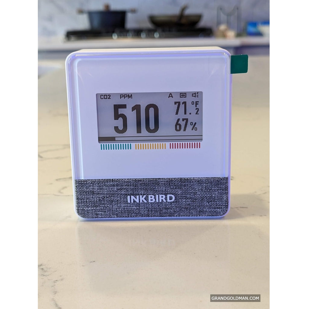 INKBIRD Portable CO2 Detector with Bluetooth, Smart Indoor Air Quality Monitor, can detects CO2, Temperature, Humidity, etc., Electronic Ink Display & 4 Year - best indoor air quality monitor - grandgoldman.com