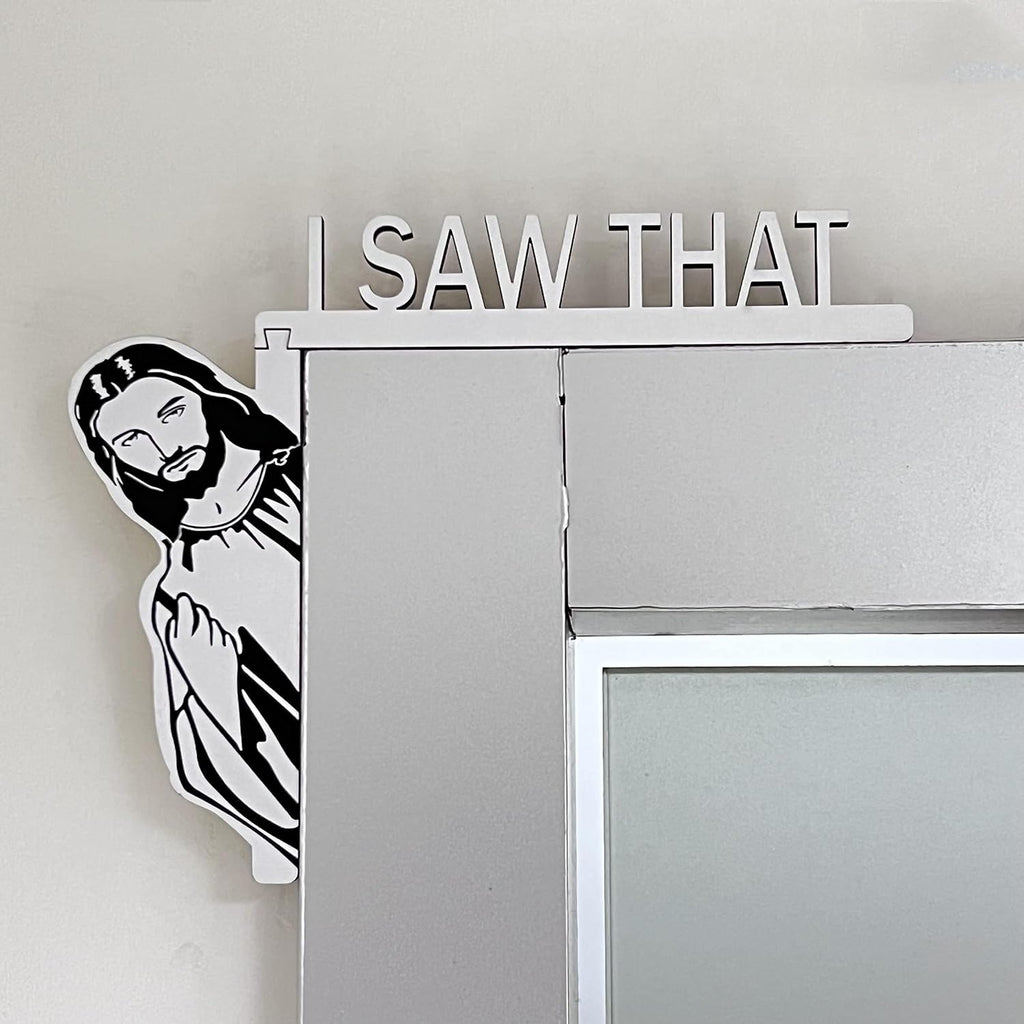 Jesus I SAW THAT Funny Home Decor Door Sitter - Best Weird Gift Ideas & Stuff for Friends - GRANDGOLDMAN.COM