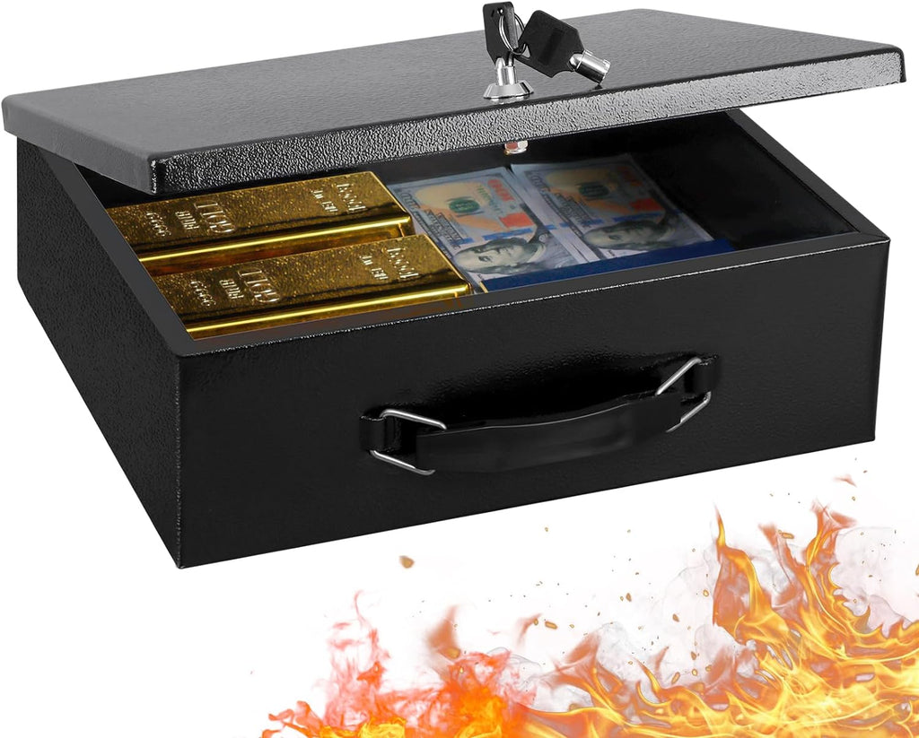 KYODOLED Fireproof Document Box with Key Lock - Best Safes for Home Honest Reviews - GRANDGOLDMAN.COM