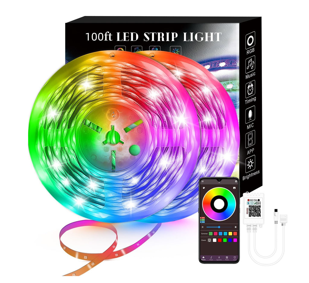 LCUTML 100FT Smart LED Strip Lights (2 ruller af 50ft), RGB Strip Lights Synkroniseres til musik med 40 nøgler fjernbetjening LED-lys til soveværelset - Bedste LED Strip Lights på Amazon (anmeldelser) - grandgoldman.com