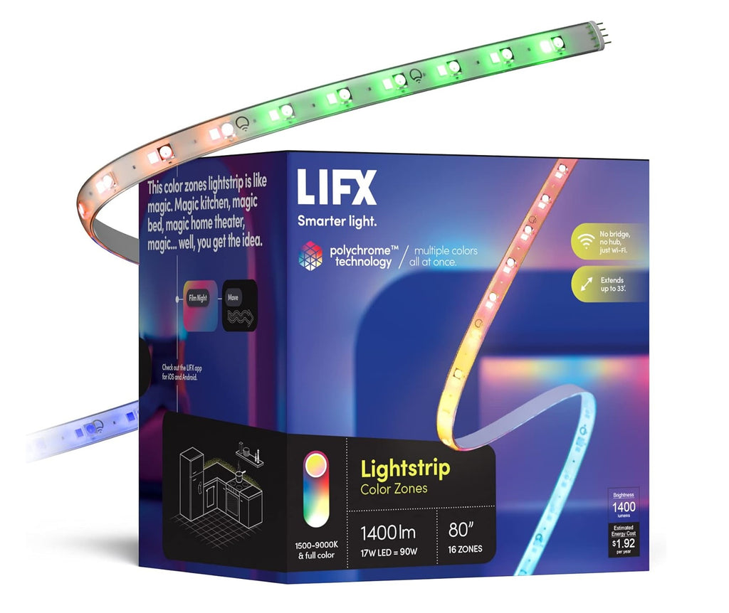 LIFX Lightstrip Color Zones, Wi-Fi Smart LED Light Strip, Full Color with Polychrome Technology™, No Bridge Required - Best LED Strip Lights on Amazon (Reviews) - grandgoldman.com