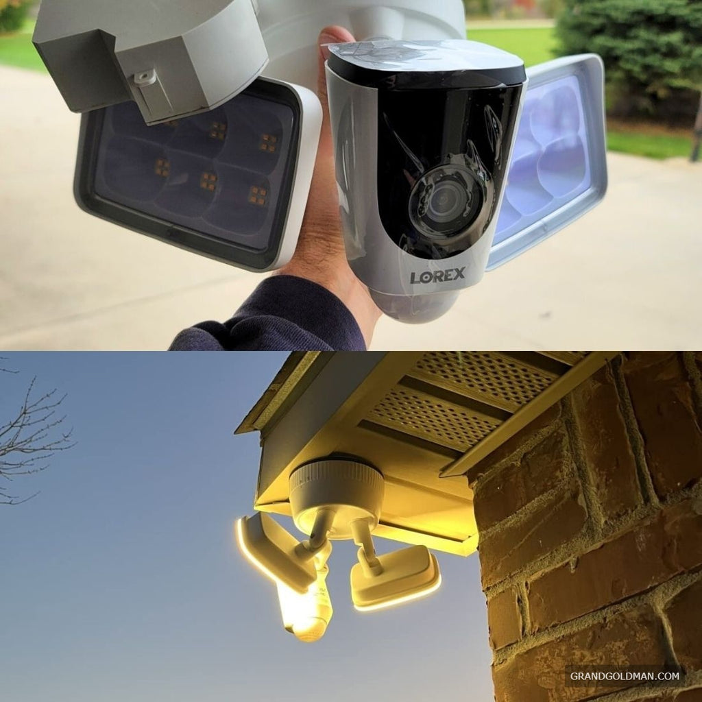 Caméra à projecteur WiFi Lorex 2K - Caméra de sécurité extérieure pour la maison avec vision nocturne couleur, détection de personne - Meilleures caméras à projecteur sans abonnement (Avis) - grandgoldman.com