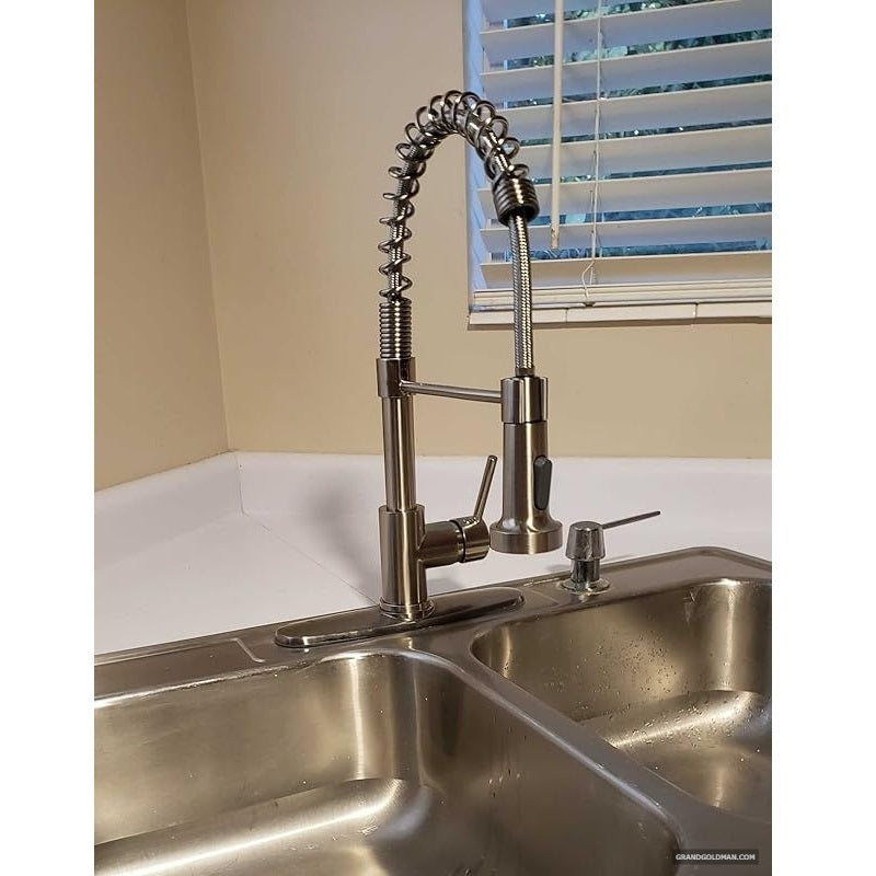 OWOFAN Touchless Kitchen Faucet with Pull Down Sprayer LED Light - Best Touchless Kitchen Faucets - grandgoldman.com