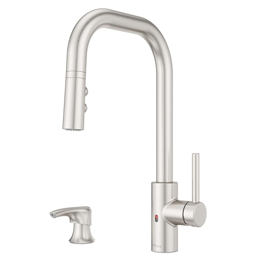 Pfister Zanna Touchless Kitchen Faucet with Pull Down Sprayer and Soap Dispenser - Best Touchless Kitchen Faucets - grandgoldman.com