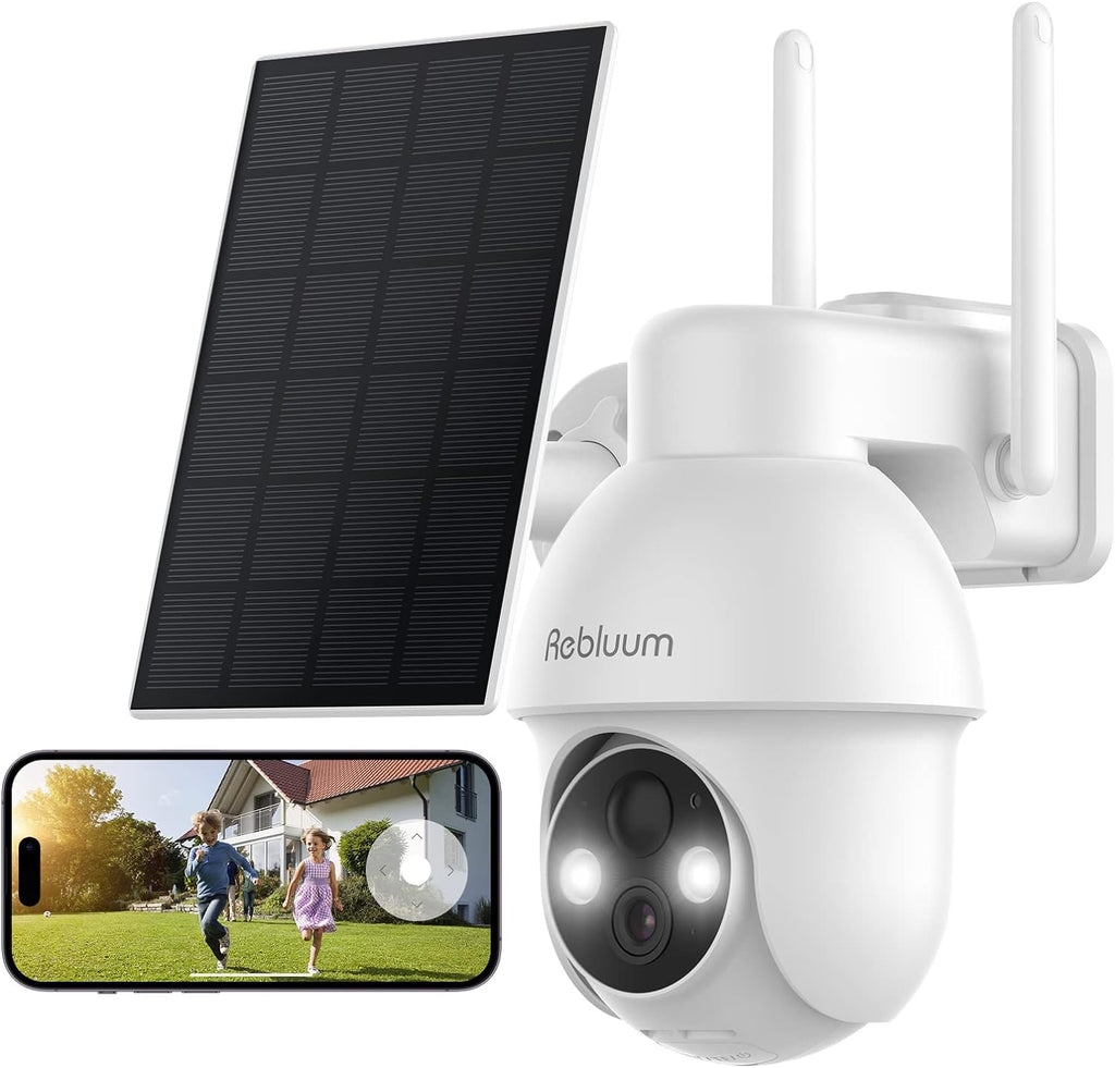 8. REBLUUM 2K Wireless : Meilleure caméra de sécurité solaire pour Alexa avec audio bidirectionnel - Meilleure caméra de sécurité à énergie solaire - GRANDGOLDMAN.COM