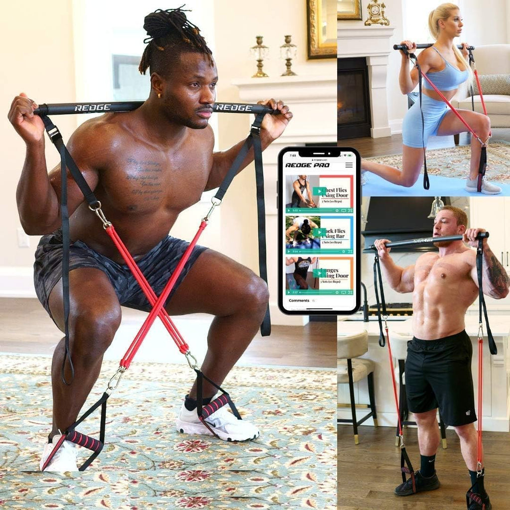 Redge Fit™ Complete Portable Full Body Home Gym Park Workout Set I Resistance Bands for Beginners to Elite Athletes I Pilates bar kit I Train Insane (with Free app) - Are home gym machines worth it ? Benefits and Drawbacks (Full Guide) - grandgoldman.com