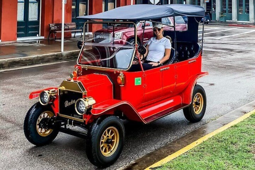 5. Replica 1908 Model-T Electric Golf Cart Rental - Best things to do texas city - GRANDGOLDMAN.COM