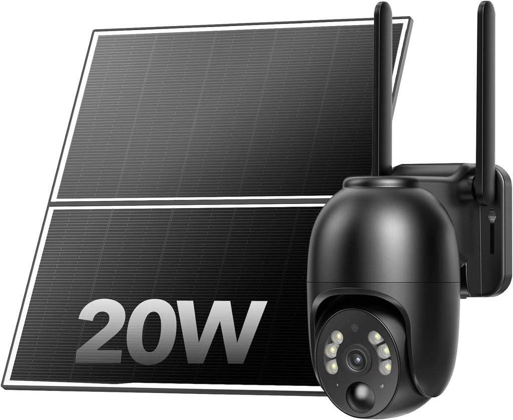 Caméra de sécurité solaire sans fil SEHMUA 20 W : idéale pour l'extérieur - meilleure caméra de sécurité pour un enregistrement 24 heures sur 24 - GRANDGOLDMAN.COM