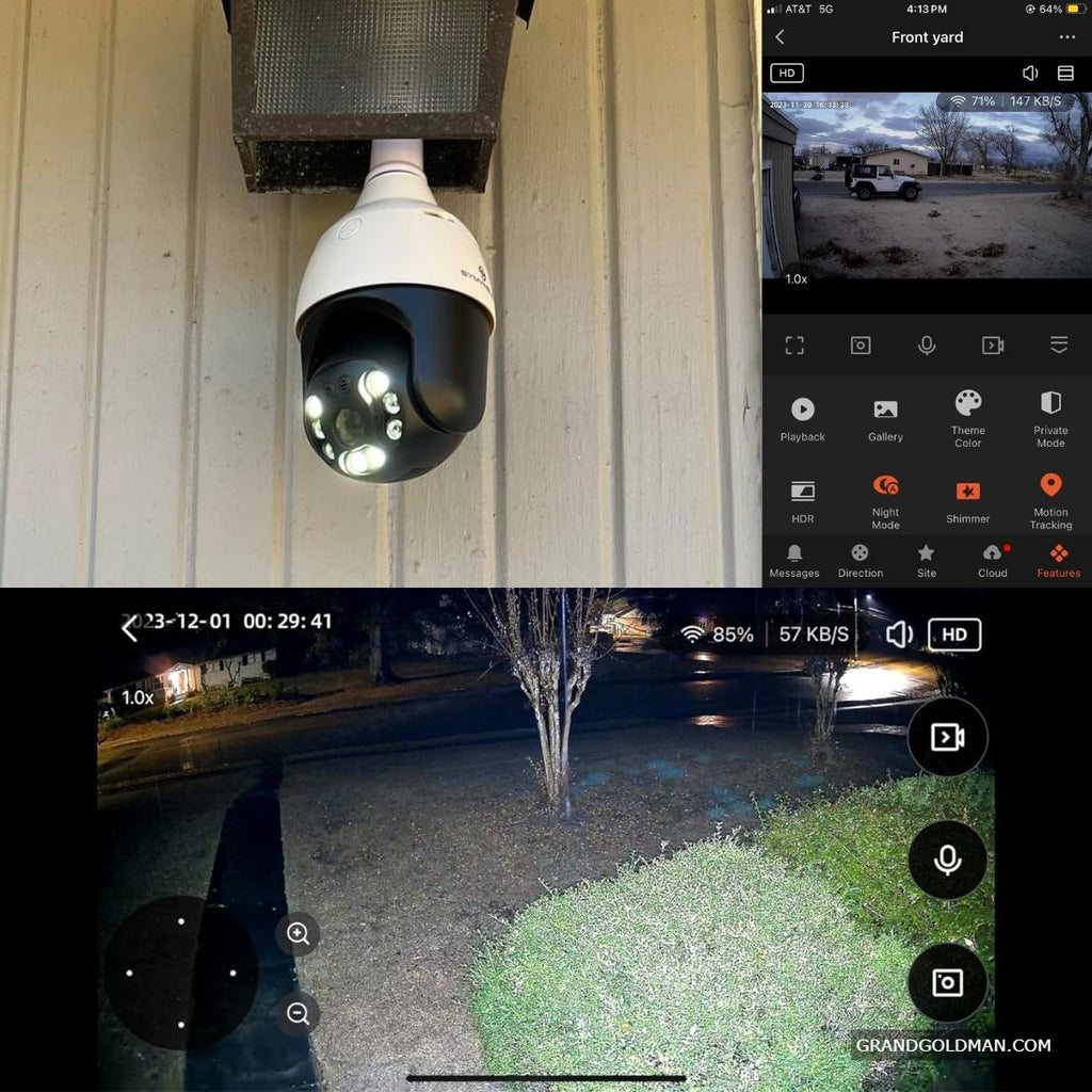 SYMYNELEC 5GHz2.4GHz lyspære sikkerhedskamera udendørs vandtæt 2K, 5G Dual Band 2Trådløst WiFi lyssocket sikkerhedskamera, 4MP Smart Cam med Color Night Vision - Bedste sikkerhedspære kamera (anmeldelser)- grandgoldman.com