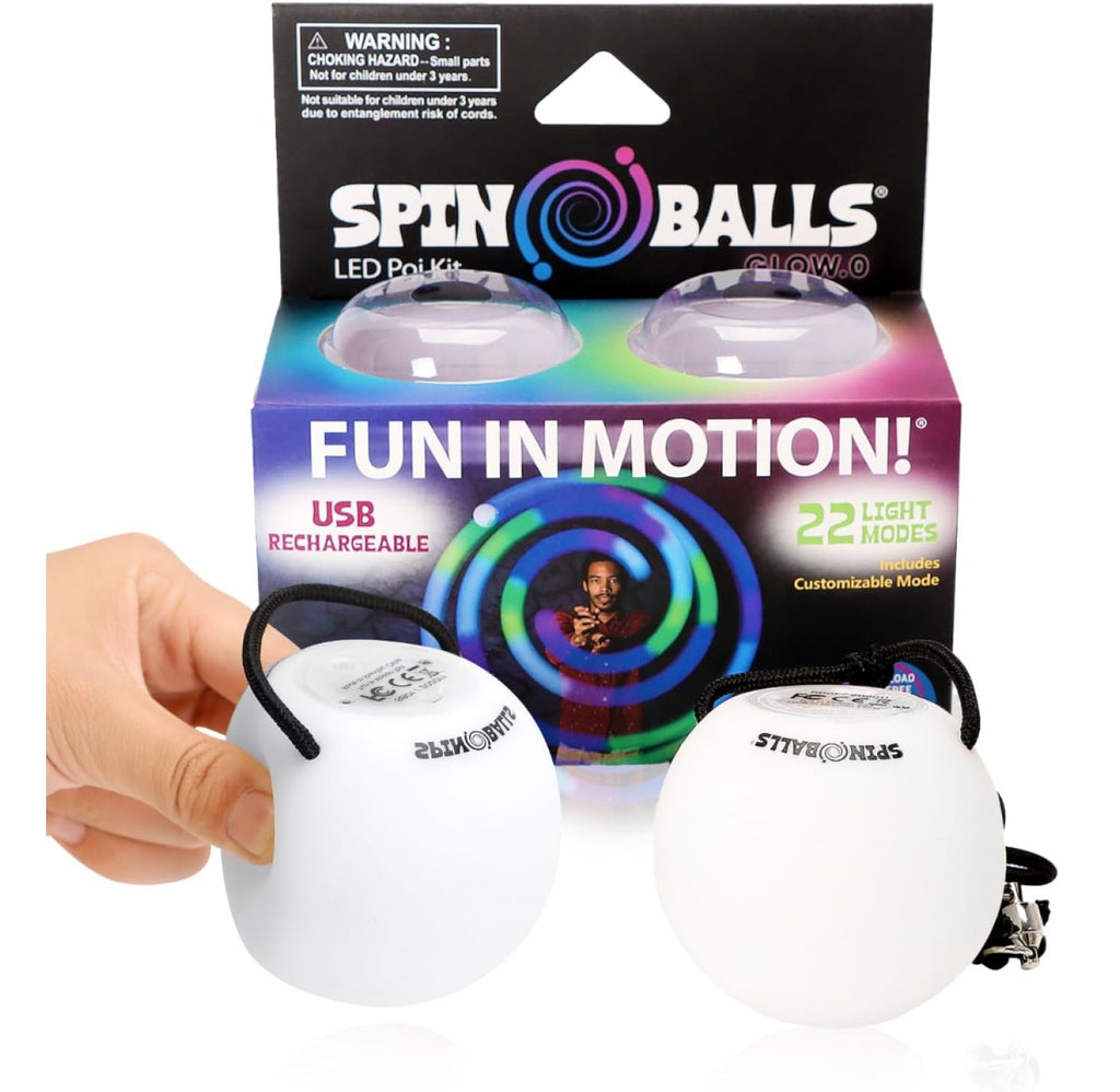 Spinballs Glow.0 LED Poi Balls Glow – USB Rechargeable with 22 Vibrant Color Light Modes - Best weird gift ideas and stuff on amazon - weird gift website weird gift cards weird gift for friend - grandgoldman.com