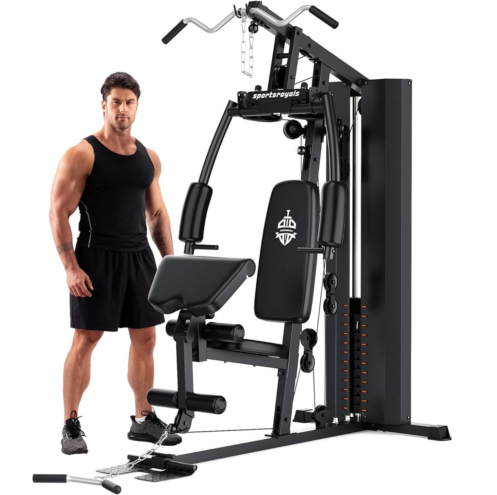 Sportsroyals Home Gym, équipement d'exercice avec pile de poids de 154 LBS - Avis sur les meilleures machines de gym à domicile tout-en-un - grandgoldman.com