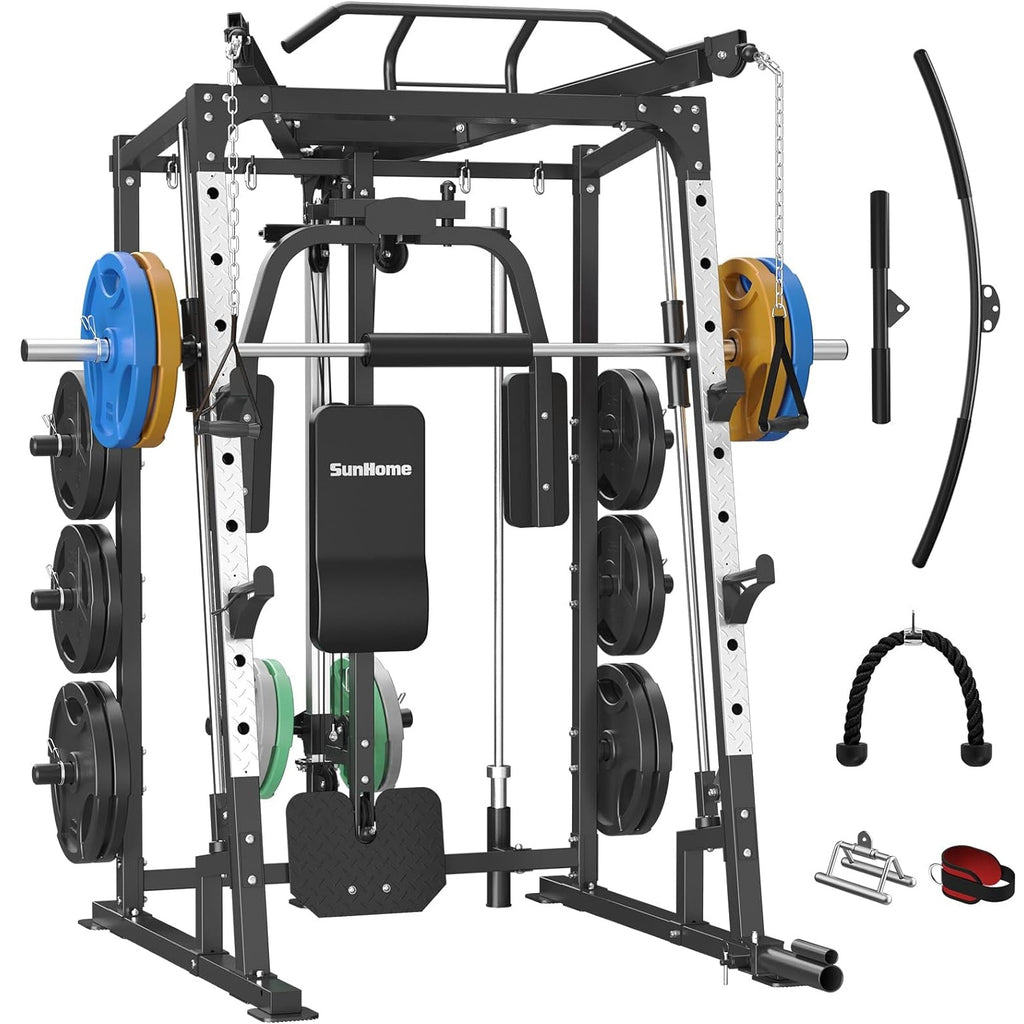 SUNHOME Smith Machine, 2000LBS Power Cage Best Power Rack With Pulley System - Best Power Racks For Home Gym Reviews  - GRANDGOLDMAN.COM