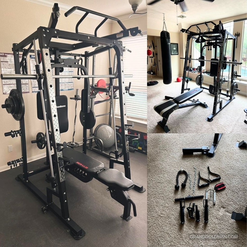 SUNHOME Smith Machine, 2000LBS Power Cage: Best Power Rack With Pulley System - Best Power Racks For Home Gym Reviews  - GRANDGOLDMAN.COM