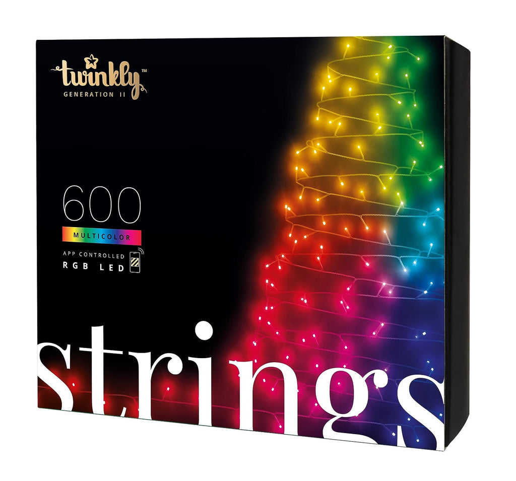 Twinkly Strings Lumières de Noël intelligentes contrôlées par application de 157 pieds avec 600 LED RVB et fil vert pour éclairage décoratif intérieur et extérieur - Éclairage extérieur intelligent