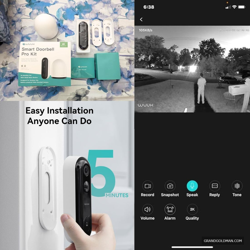 WUUK Wireless Doorbell Camera, 2K - Absolutely No Monthly Fee Video Doorbell wHuman & Motion Detection, 32GB Storage Homebase, Alexa & Google - Best Doorbell Camera for Apartments Amazon (Renters Reviews) / BEST VIDEO DOORBELS / grandgoldman.com