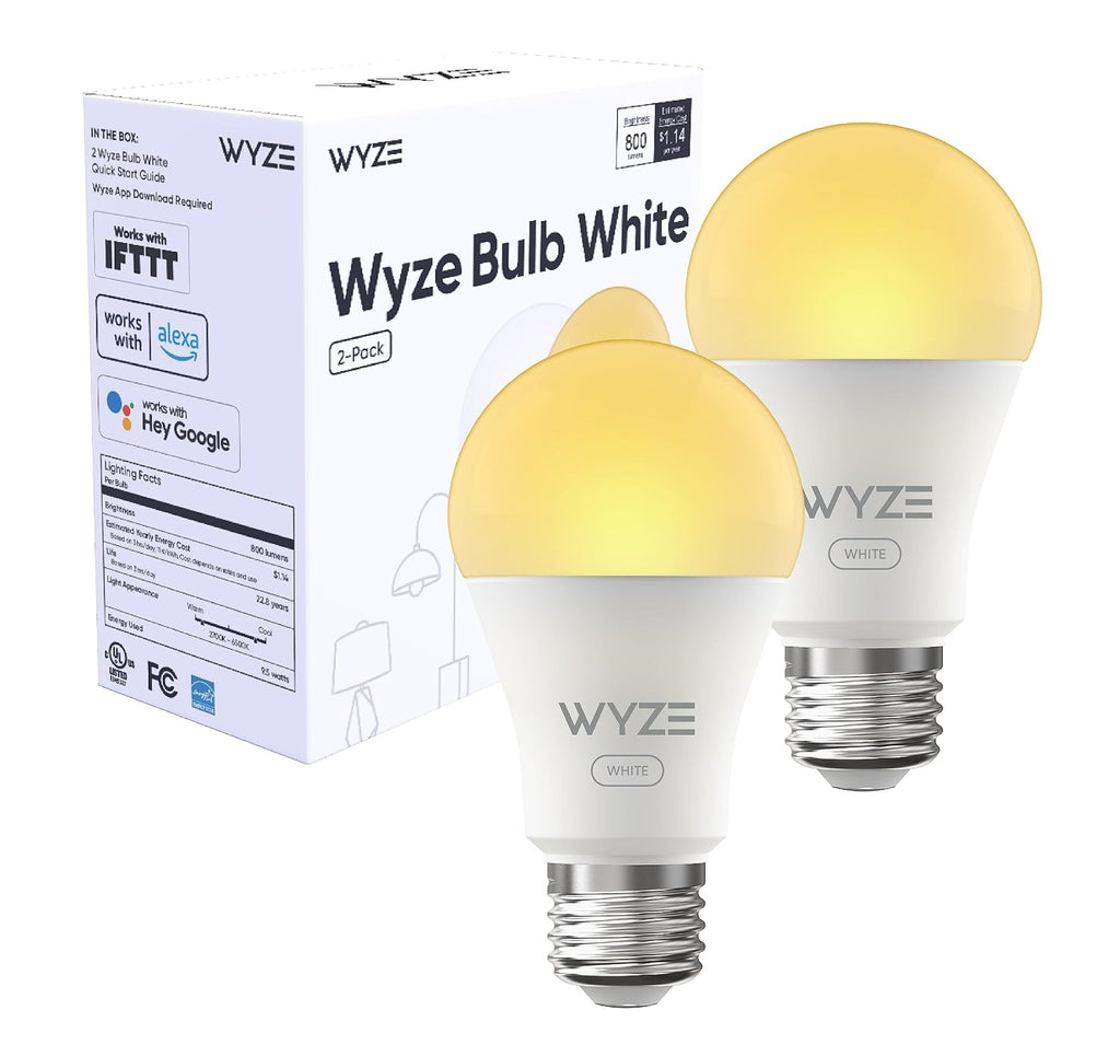 Wyze Bulb White, 800 Lumen, 90+CRI WiFi Tunable-White A19 Smart Light Bulb - Meilleures ampoules intelligentes d'extérieur (Avis) - grandgoldman.com