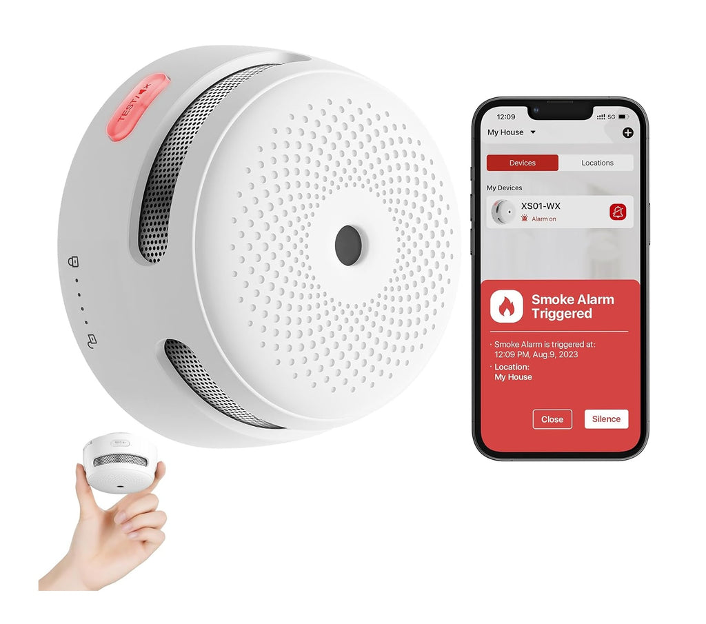 Détecteur de fumée intelligent X-Sense, alarme incendie avec batterie remplaçable, détecteur de fumée Wi-Fi, notifications d'application avec service de surveillance professionnel 247 en option, XS01-WX - Guide des détecteurs de fumée intelligents, alarmes incendie intelligentes - grandgoldman.com