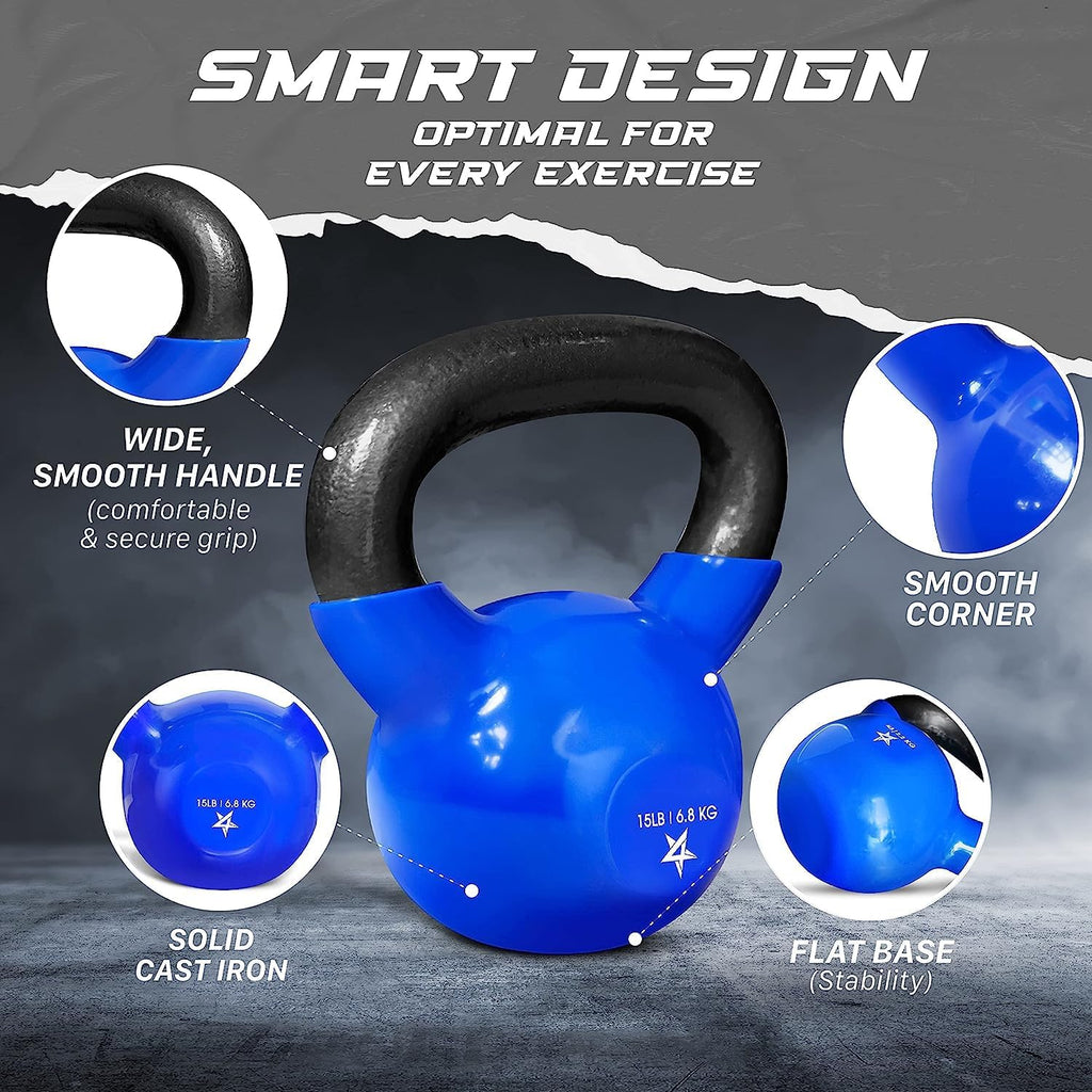 Yes4All Kettlebell Vinyl Coated Cast Iron – Great for Dumbbell Weights Exercises - Best Home Gym Equipment for Limited Space Reviews - grandgoldman.com