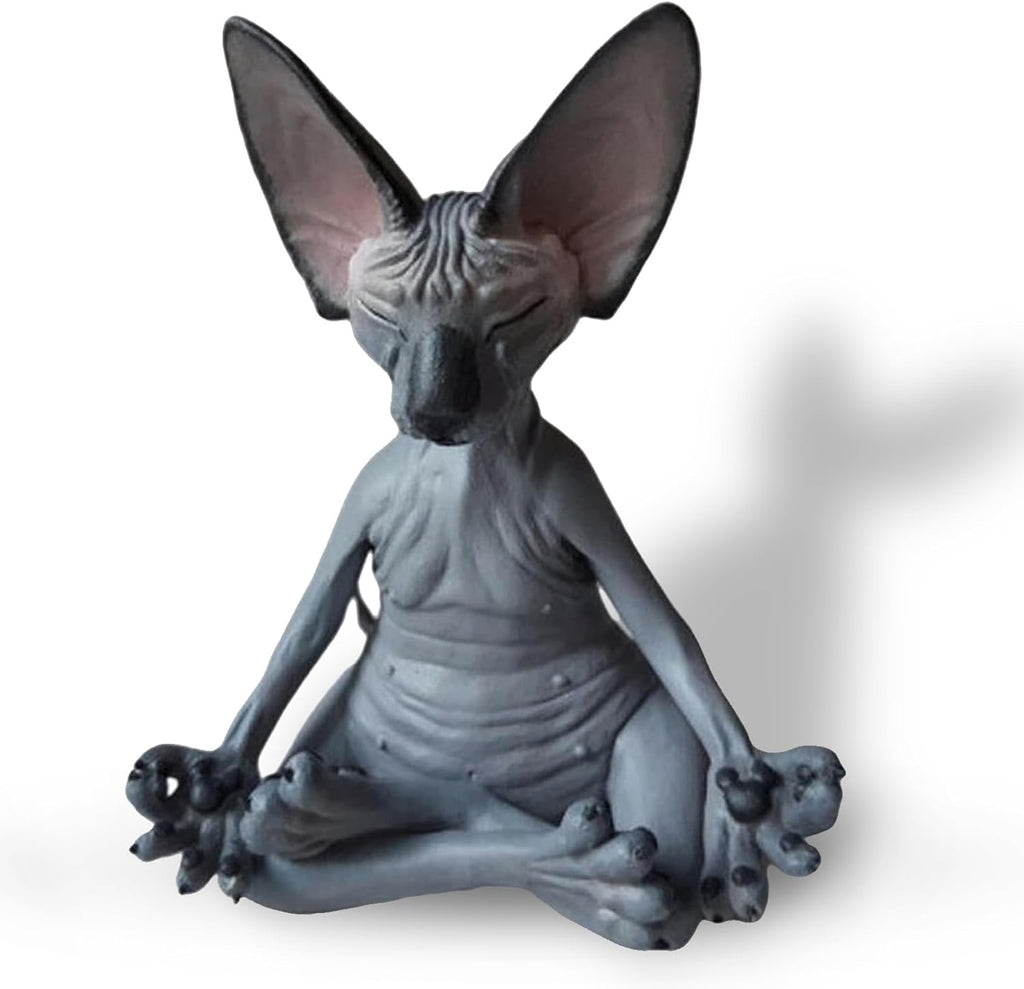 Yoga Cat Statue, Small Cute Abstract Aesthetic Sphynx Cat - Best weird gift ideas and stuff on amazon - weird gift website weird gift cards weird gift for friend - grandgoldman.com