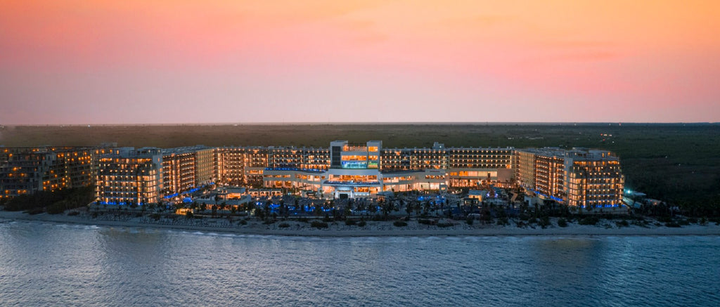 Sunset aerial - Royalton Riviera Cancun Review - GRANDGOLDMAN.COM