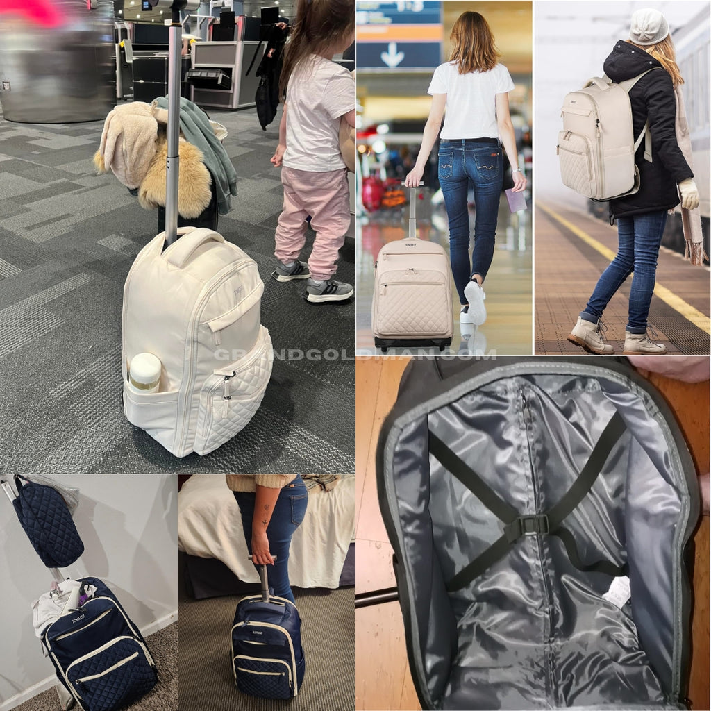 ZOMFELT Rolling Carry On Backpack - Avis sur les meilleurs sacs à dos de voyage pour l'EUROPE - GRANDGOLDMAN.COM