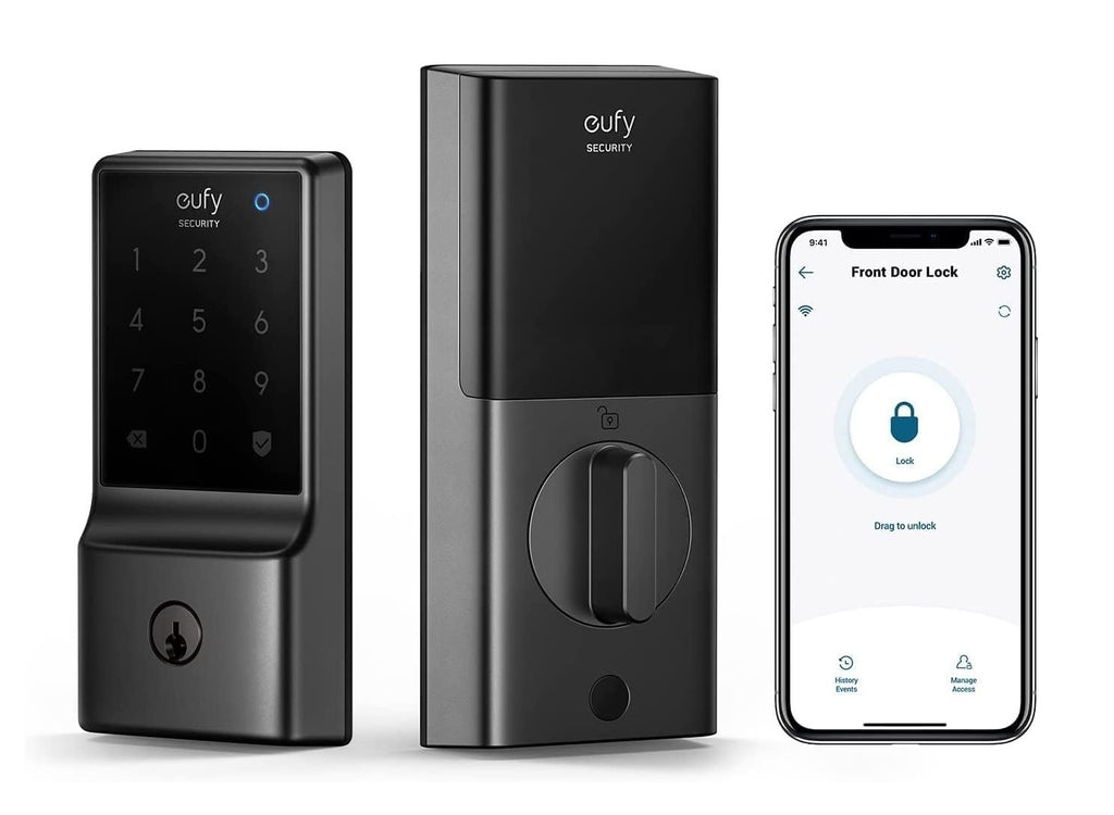 eufy Security C210 Smart Lock, serrure de porte d'entrée sans clé 5 en 1, pêne dormant WiFi intégré, serrure de porte intelligente, aucun pont requis, installation facile, clavier à écran tactile - Meilleures serrures intelligentes pour la réservation Airbnb VRBO - grandgoldman.com