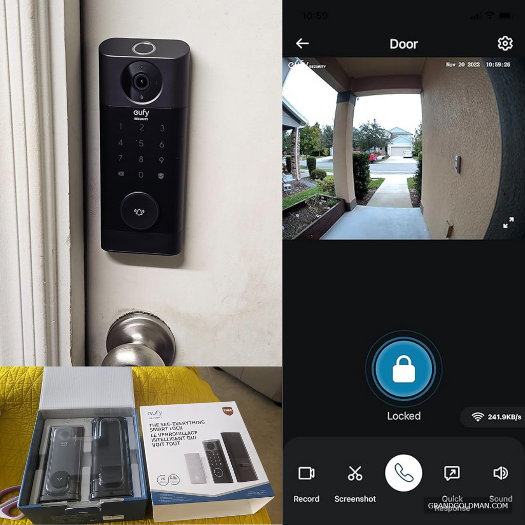 eufy Security Video Smart Lock S330, carillon inclus, caméra 3-en-1 + sonnette + entrée sans clé par empreinte digitale, BHMA, serrure de porte WiFi, télécommande App, 2K HD, caméra de sonnette - Meilleures serrures intelligentes pour la réservation Airbnb VRBO - grandgoldman.com