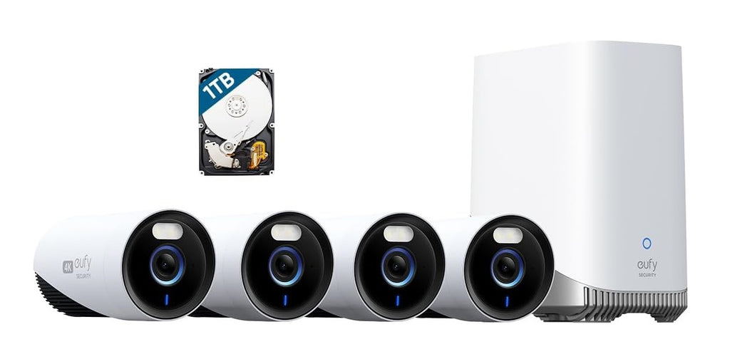 eufy Security eufyCam E330 (Professional) Kit 4 caméras, système de caméra de sécurité extérieure 4K, enregistrement 247, plug-in, NVR Wi-Fi, disque dur de 1 To inclus, 10 canaux, stockage local - Meilleur système de caméra NVR - grandgoldman.com