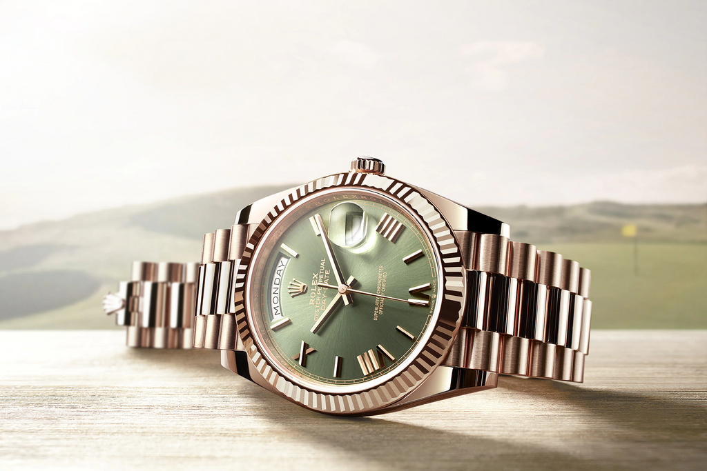Rolex Day Date, or rose avec cadran vert - Les meilleures montres Rolex dans lesquelles investir pour 2023 - PARADIS FISCAL - TAXHVN.COM