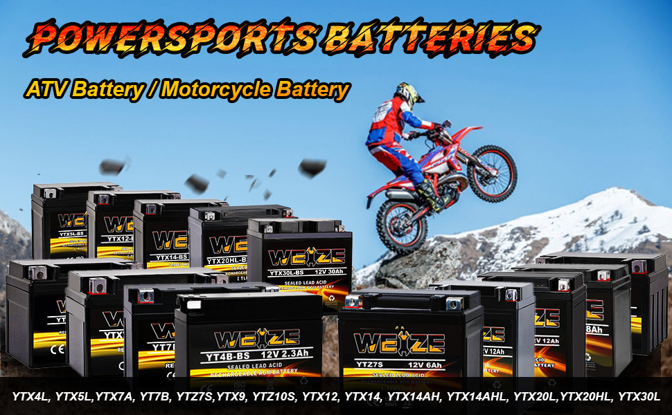 Weize YTX4L-BS 12V 3Ah High Performance Motorcycle Battery