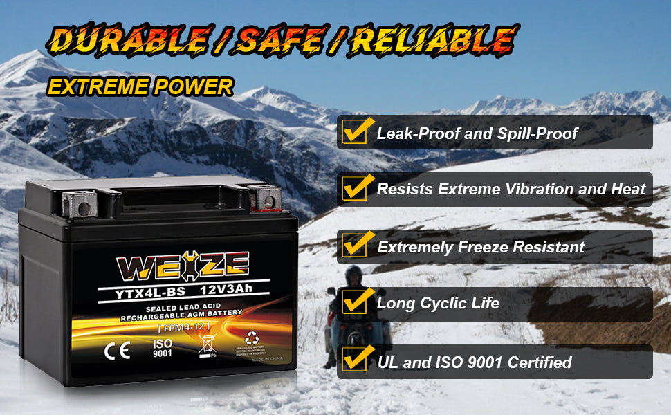 Exide ETX4L-BS. Motorradbatterie Exide 3Ah 12V