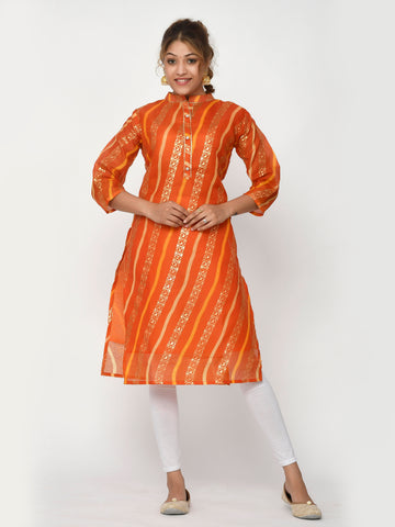 Women Peach & Pink Floral Straight Abhitha Kurta for Women Online