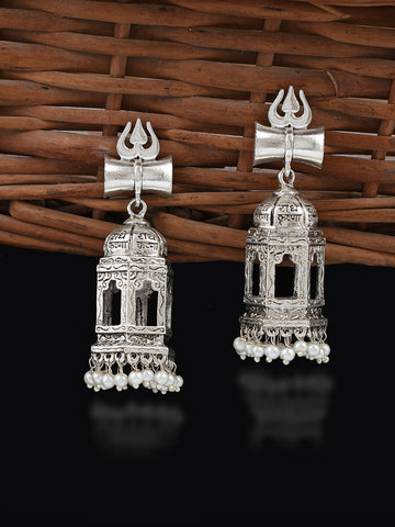 Oxidised Silver Temple Jhumka Earrings for Women Online