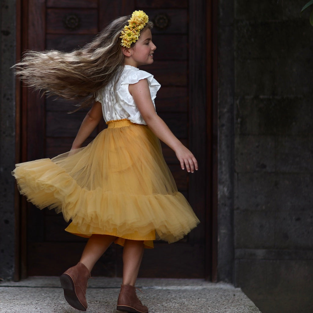 mustard tulle skirt