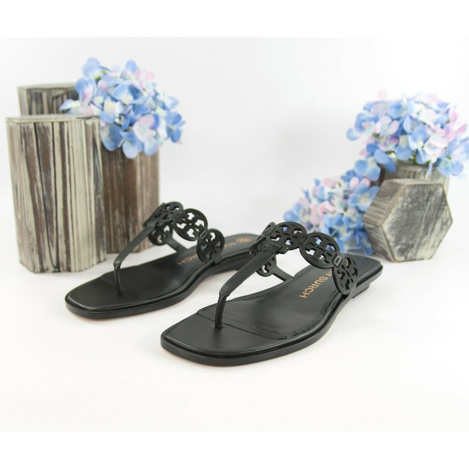 Tory Burch Black Leather Tiny Miller Thong Sandals Size 7 NIB – Design Her  Boutique