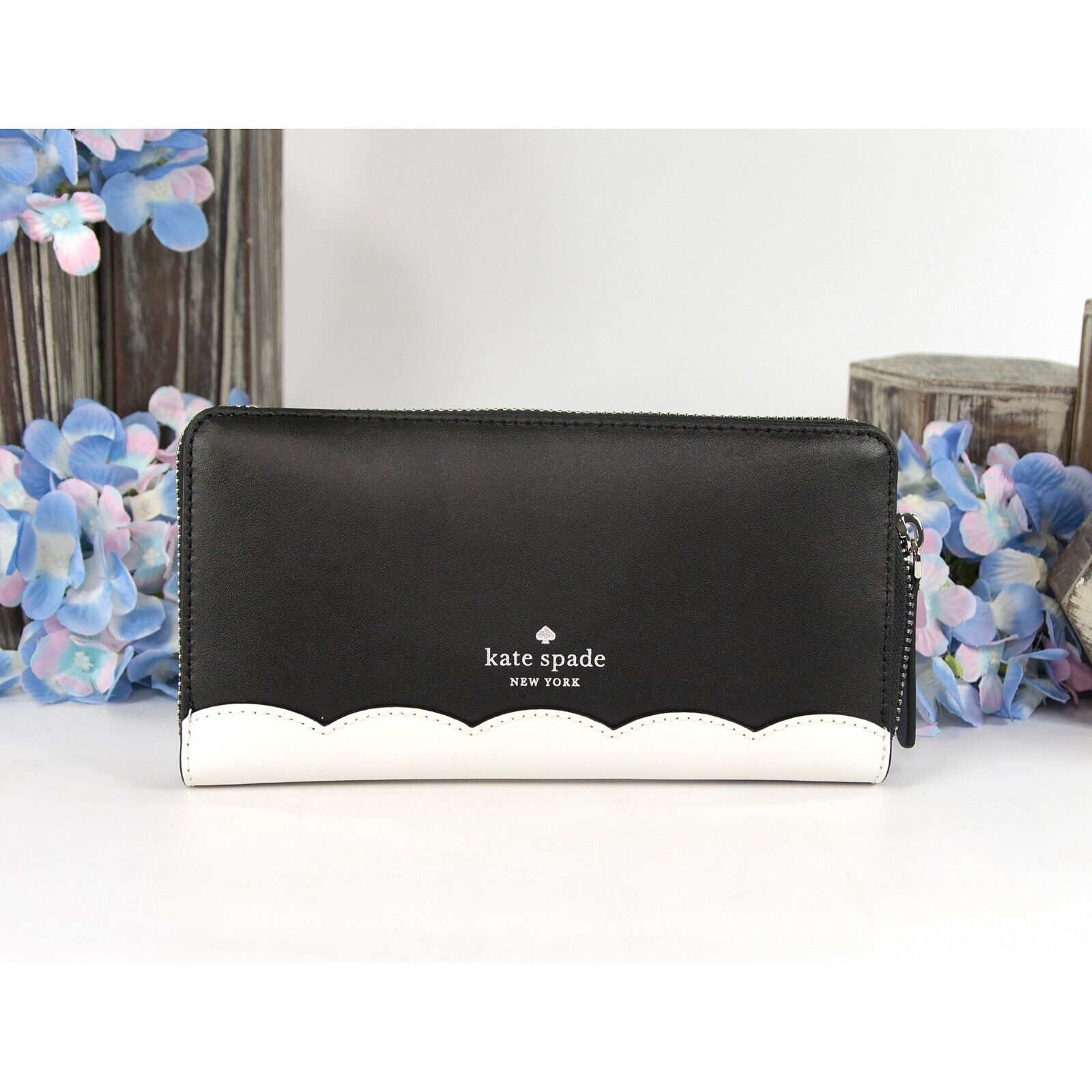 Kate Spade Black Leather Frosty Penguin Large Zip Around Lacey Wallet –  Design Her Boutique