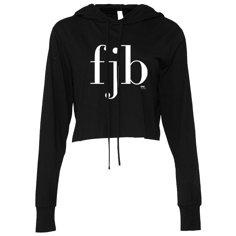 FJB White Print Women's Thin Cropped Hooded Sweatshirt - Team Tomi product image