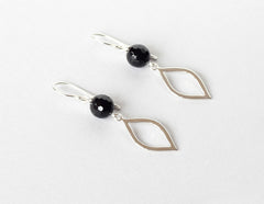 Black Onyx Silver Marquise Earrings