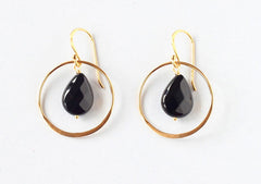 black onyx hoop earrings