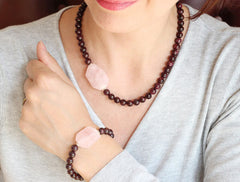 Garnet Rose Quartz Necklace