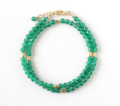 green agate double bracelet